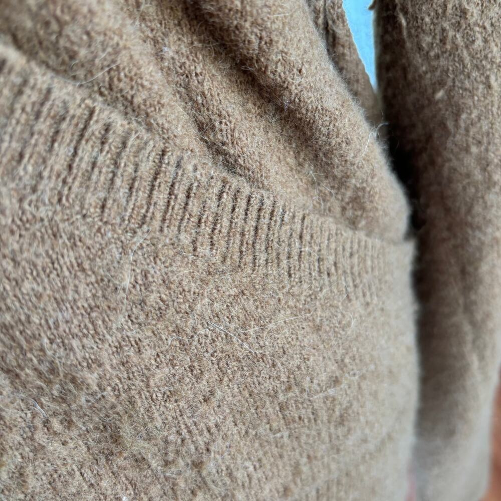 Madewell Wrap Front Sweater Camel Alpaca Wool Blend Coziest Yarn Size Medium - Picture 8 of 15
